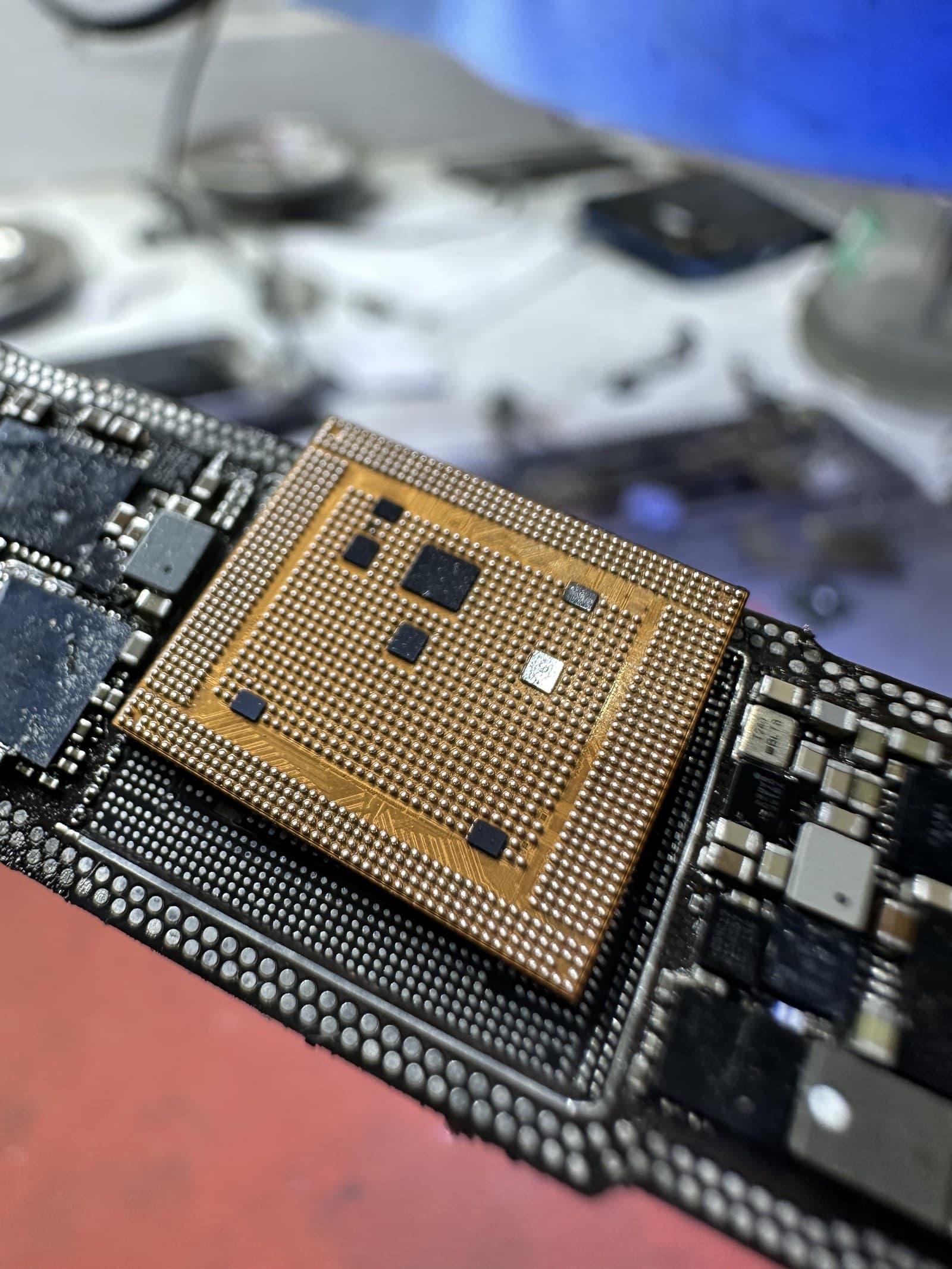 BGA chip reballed and seated